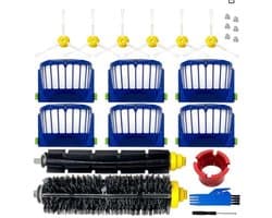 Vervangingsset Geschikt voor iRobot Roomba 600, 694, 692, 650, 660 en 651 stofzuigers, inclusief 2 hoofdborstels, 6 zijborstels, 6 schroeven, 6 filters, 2 reinigingsaccessoires en 1 schroevendraaier.