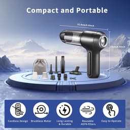 Snoerloze Handstofzuiger 15000Pa - Auto Vacuum Oplaadbaar - Krachtig met Brushless Motor - Draagbaar voor Auto Huisdier & Kantoor — thumbnail 3