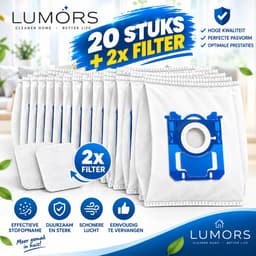20x Lumors Stofzuigerzakken+2xfilter Microvezel - Geschikt voor Philips, Electrolux en AEG S-Bag (Classic/Long Performance) - Alternatief voor Originele S-Bag Zakken — thumbnail 1