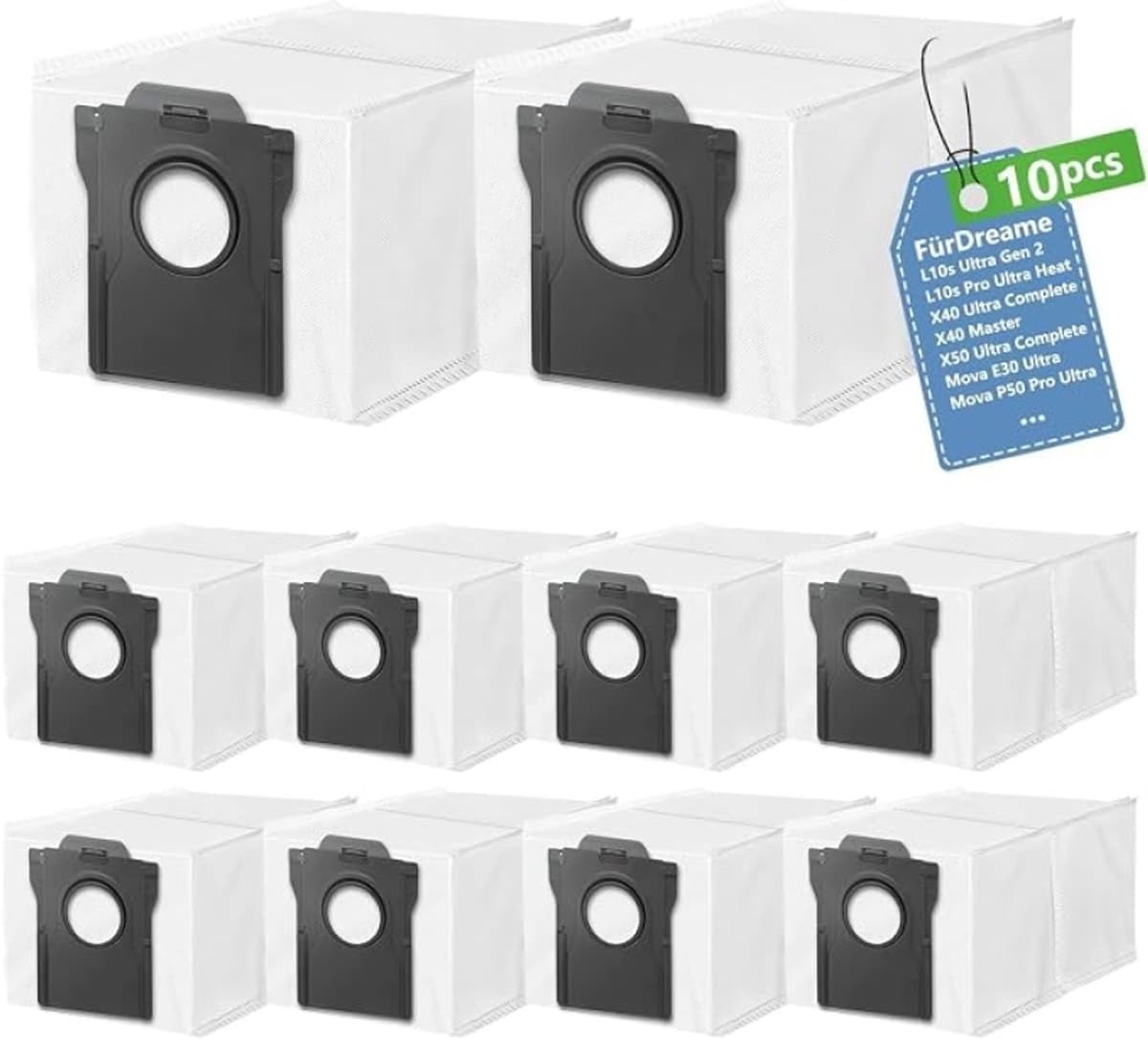 10 Stofzuigerzakken voor Dreame L40s Pro Ultra, L50/L40 Ultra AE, X30 Ultra en meer - Vervangende Stofzakken met 4-laags Filtratie — afbeelding 1