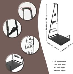 Stofzuigerstandaard Met Opbergruimte – Stevig Ijzer En Ruimtebesparend – Eenvoudig Te Installeren – 62 cm Hoog En Geschikt Voor De Meeste Steelstofzuigers – Voor Thuis En Studentenkamer – Zwart — thumbnail 4