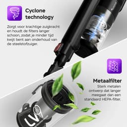 TurboTronic TT-LV9 – Draadloze Steelstofzuiger met Kruimeldief – LED-verlichting – Tot 32 Minuten Gebruikstijd - Zwart — thumbnail 5