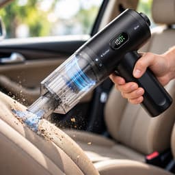 MSB HANDEL® 2-in-1 Auto Stofzuiger - Zuigen & Blazen - Kruimeldief - 7 Opzetstukken - Oplaadbaar - Handstofzuiger - Air Duster - Zwart — thumbnail 3