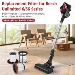 2-delige set HEPA-filters geschikt voor Bosch Unlimited 6-stofzuiger (12033215/12030438) - Wasbaar & herbruikbaar - hoge filtratie - vervangend filter geschikt voor Bosch Serie 6 inclusief - reinigingsborstel (voor BBS6/BCS6/BKS6/BSS6) — thumbnail 2