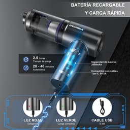Draadloze kruimelzuiger - Mini stofzuiger - Auto en thuis - 15000 Pa zuigkracht - 130 ml - Zwart — thumbnail 5