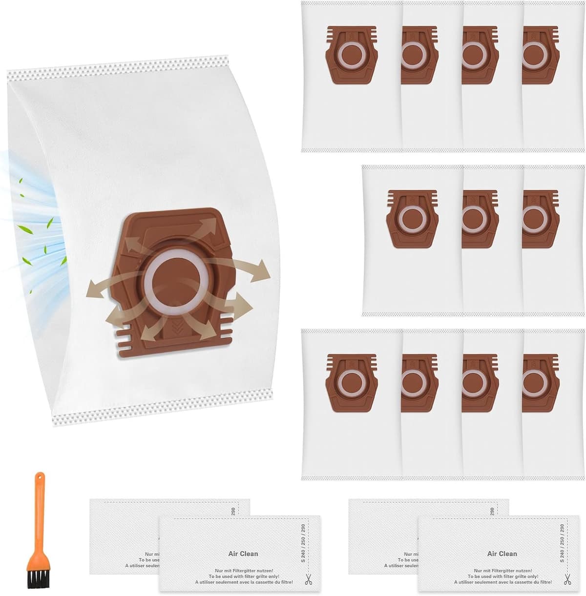 Set van 12 CO-stofzakken - geschikt voor Miele Pure CO-stofzuigers - voor Guard M1 S8380 Flex Parquet Silence Performance Cat & Dog-serie - voor Miele TU Guard S1 L1 M1 /CO — afbeelding 1