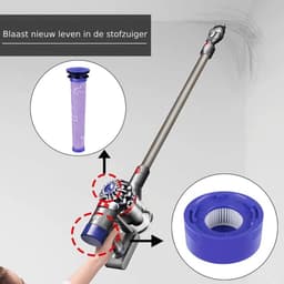Pre- & Post Filter geschikt voor Dyson V7 en V8 Set HEPA Accessoires Vervanging 96747801 DC58, DC59, DC61, DC74 — thumbnail 2