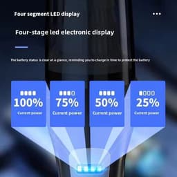 Draadloze Handstofzuiger voor Auto & Huis - Oplaadbare Kruimeldief met HEPA Filter, LED Batterijdisplay, USB-C, 3 Opzetstukken, Zwart — thumbnail 4