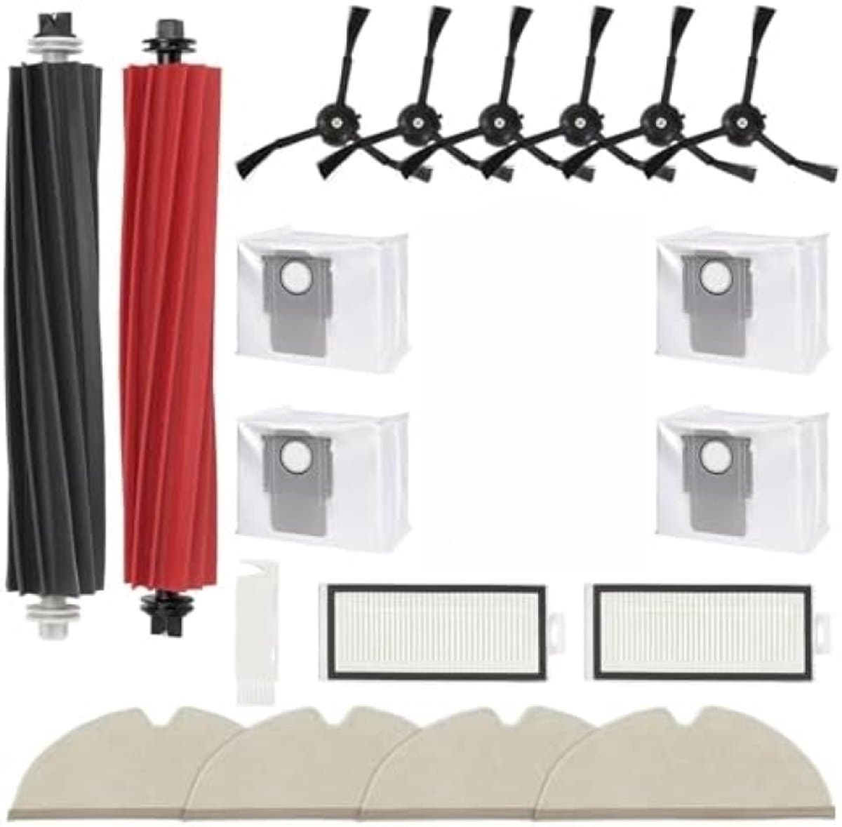 Accessoireset geschikt voor Roborock Q8 Max/ Q8 Max+/ Q5 Pro/ Q5 Pro+ robotstofzuiger, vervangende onderdelen dubbele hoofdborstel, zijborstel, wasbaar filter, stofzuigerzakken, dweilpad — afbeelding 1