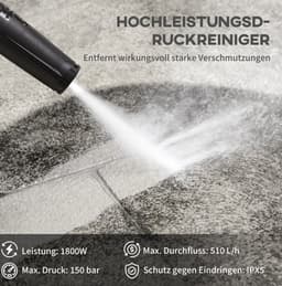 COVREO Hogedrukreiniger 1800 W 150 bar, 6 m slang, met wielen blauw — thumbnail 2