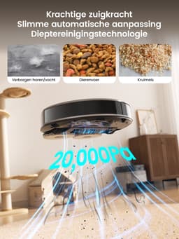 LEFANT M3 max - Robotstofzuiger met dweilfunctie en automatisch leegstation - 20.000 Pa zuigkracht - Alles-in-één station - Automatisch dweilen en drogen - App-bediening - Voor dierenhaar — thumbnail 2