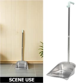 Staal Stofblik - Afvalschep - Efficiënt Vegen - Lang Handvat - 80 cm - Zilver — thumbnail 5