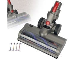 Gemotoriseerde Borstelkop Voor Dyson V7-V11 - 4 LED-Lampjes Verwijderbare Zachte En Harde Rollers Geschikt Voor Meerdere Vloertypen 90° Omhoog/Omlaag & 120° Links/Rechts Draaibaar - Grijs