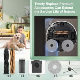 PromoHome 26-delige accessoireset voor Dreame L40s Pro Ultra, X50 Ultra Complete, L50 Pro Ultra, Matrix10 Ultra, Mova V50 Ultra Complete - 2 hoofdborstels, 6 stofzakken, 4 filters, 6 dweilen, 6 zijborstels — thumbnail 4