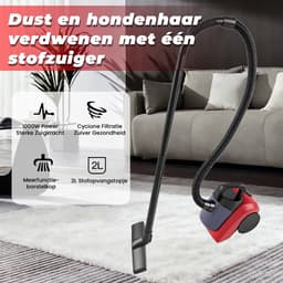Zakloze Stofzuiger voor Huishoudelijk Gebruik | Complete set met vloerborstel, flexibele slang en verlengbuizen | Compacte stofzuiger voor harde vloeren en tapijten — thumbnail 5
