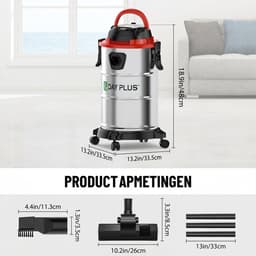 3 IN 1 Industriële Nat- En Droogzuiger, Zakloze Stofzuiger Met 4 Zwenkwielen, HEPA-filter, Elektrische Nat- En Droogzuiger Voor De Werkplaats — thumbnail 2