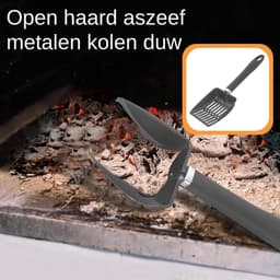 Kolenzeef - Aszeef Haardschep - Haard Onderhoud - Hittebestendig Roestvrij Staal - 325 cm - Zwart — thumbnail 3