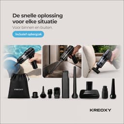 Kreoxy Kruimeldief Snoerloos – Handstofzuiger – Auto Stofzuiger – Sterke Zuigkracht – Blaasfunctie – 9 Opzetstukken — thumbnail 5