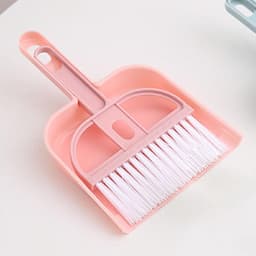 Mini Bezem Stofpan Set - Desktop Reinigingsset - Bureau Schoonmaken - Multifunctioneel Ontwerp - 17x10.5cm Bezem - Scandinavisch Roze — thumbnail 3
