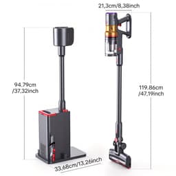 Lubluelu X1000 Draagbare staafstofzuiger Steelstofzuiger met stofopvangstation van 2,5L – 60Kpa Automatisch ledigingsstation - 50 Min Gebruikstijd - Anti-klit Borstel - met Stofzak HEPA - filter - LED-koplampen — thumbnail 2