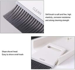 Stoffer en Bezem Set - Mini Veegset - Desktop Schoonmaken - Antisliprand - 19.5 x 13.3 cm - Grijs-wit — thumbnail 4