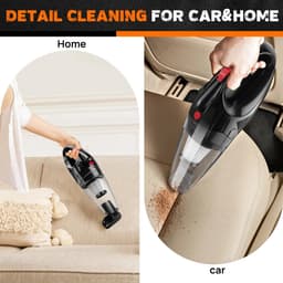 Cherrys Finds - Handstofzuiger – Handstofzuiger Draadloos - Kruimeldief - Krachtige Autostofzuiger 8000Pa – Oplaadbare Kruimeldief voor Auto, Huis en Bureau – Nat & Droog Reinigen – Met Wasbaar Filter — thumbnail 2