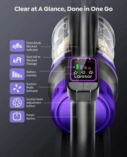 House Of Atelier - Draadloze Stofzuiger - Handstofzuiger - Smart Touch Display - Met Turbo Borstel - 60 min Looptijd - 550W — thumbnail 3