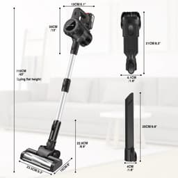 Loushops - Stofzuiger - Draadloze stofzuiger - Steelstofzuiger - Staafstofzuiger - Oplaadbaar - Zakloos - 3-in1 - 3800W - Zwart — thumbnail 4