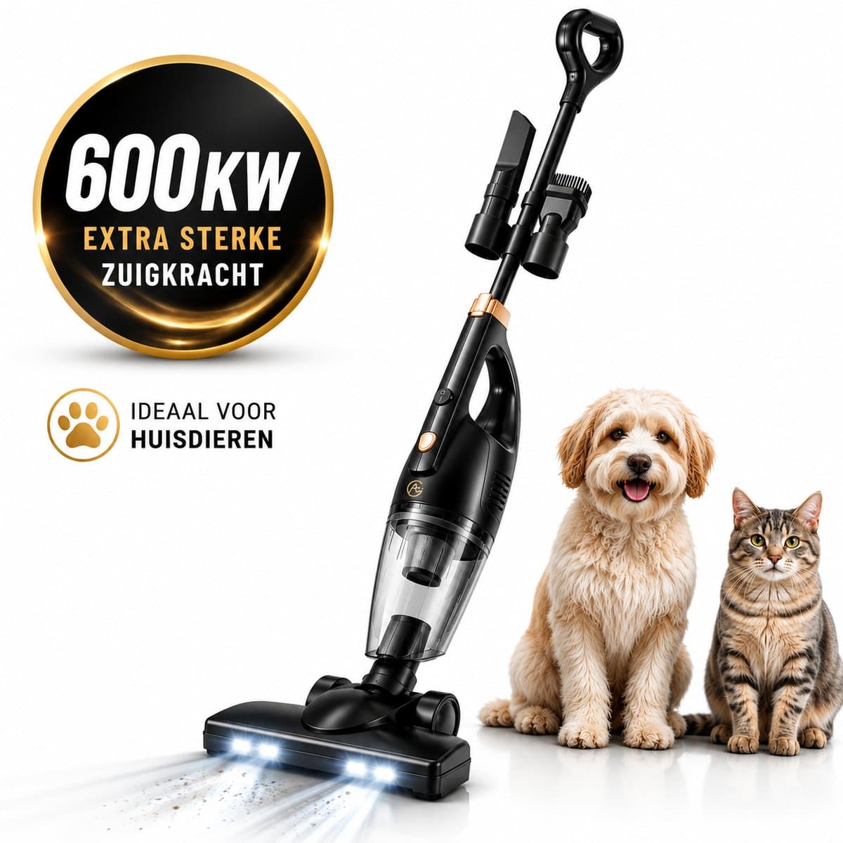 AG3500 Steelstofzuiger - Zonder Zak - 600W - Sterke Zuigkracht - Vacuum Cleaner - 3-in-1 Snoerstofzuiger - HEPA Filter - Vacuum Cleaner -LED Verlichting - Handstofzuiger - Lichtgewicht - Kruimeldief - Geschikt voor Dierenharen - Black — afbeelding 1