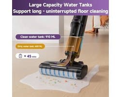 Draadloze Nat & Droog Stofzuiger – 3-In-1 Schoonmaakmachine – Stofzuiger Mop Reiniger – Zelfreinigend Systeem – 45 Min Batterijduur – Rand- En Hoekreiniging
