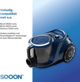 SQOON® Serviceset geschikt voor Bosch Serie 4 BGC41/BGS41 (ProAnimal, Silence, Pro/Power, Hygiene) & Siemens VSX41 (XTRM, A322) - Gelijk aan 00647753, 00577303, 12046783 - Vervangingsset met motor- en HEPA-filter voor optimale filtratie — thumbnail 3