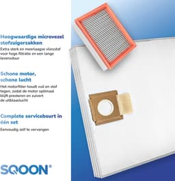 SQOON® Serviceset geschikt voor Parkside PPWD 30 - Gelijk aan model: 30381494, PPVFT 30 A1 - Ideaal voor het vervangen van stofzakken en filter in nat- en droogzuigers — thumbnail 4