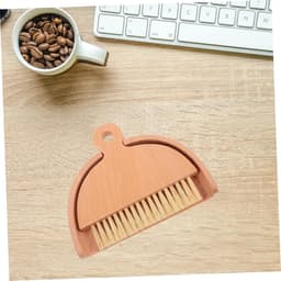 Bezem en Stoffer Set - Veegborstel en Blik - Bureau Schoonmaken - Draagbaar Ontwerp - 14.5 cm - Wit — thumbnail 3