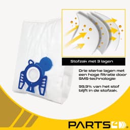 40 Stofzuigerzakken PARTS4® geschikt voor Miele GN -incl. 4 filters- | Made in Europe | O.a. geschikt voor Miele G, N, H, Classic C1, Complete C2, Complete C3, S2 (S2000 > S2999), S5 (S5000 > S5999), S8 (S8000 > S8999), MI40, 9917730 — thumbnail 2