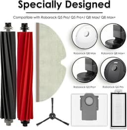 (10 stuks) Q5 Pro reserveonderdelen gescht voor Roborock Q5 Pro/Q5 Pro+/ Q8 Max/ Q8 Max+ robotstofzuiger, 2 borstelrollen, 2 HEPA-filters, 2 zijborstels, 2 stofzakken, 2 dweilpads, accessoireset — thumbnail 5
