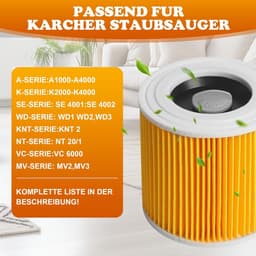 2x Patroonfilter geschikt voor Kärcher WD1, WD2, WD3 en A series Luchtafvoer Filter Cartridge Water stofzuiger - Cartridgefilter - Filter - Stofzuiger Filter - Voor mensen met allergie voor fijnstof / geuren — thumbnail 3