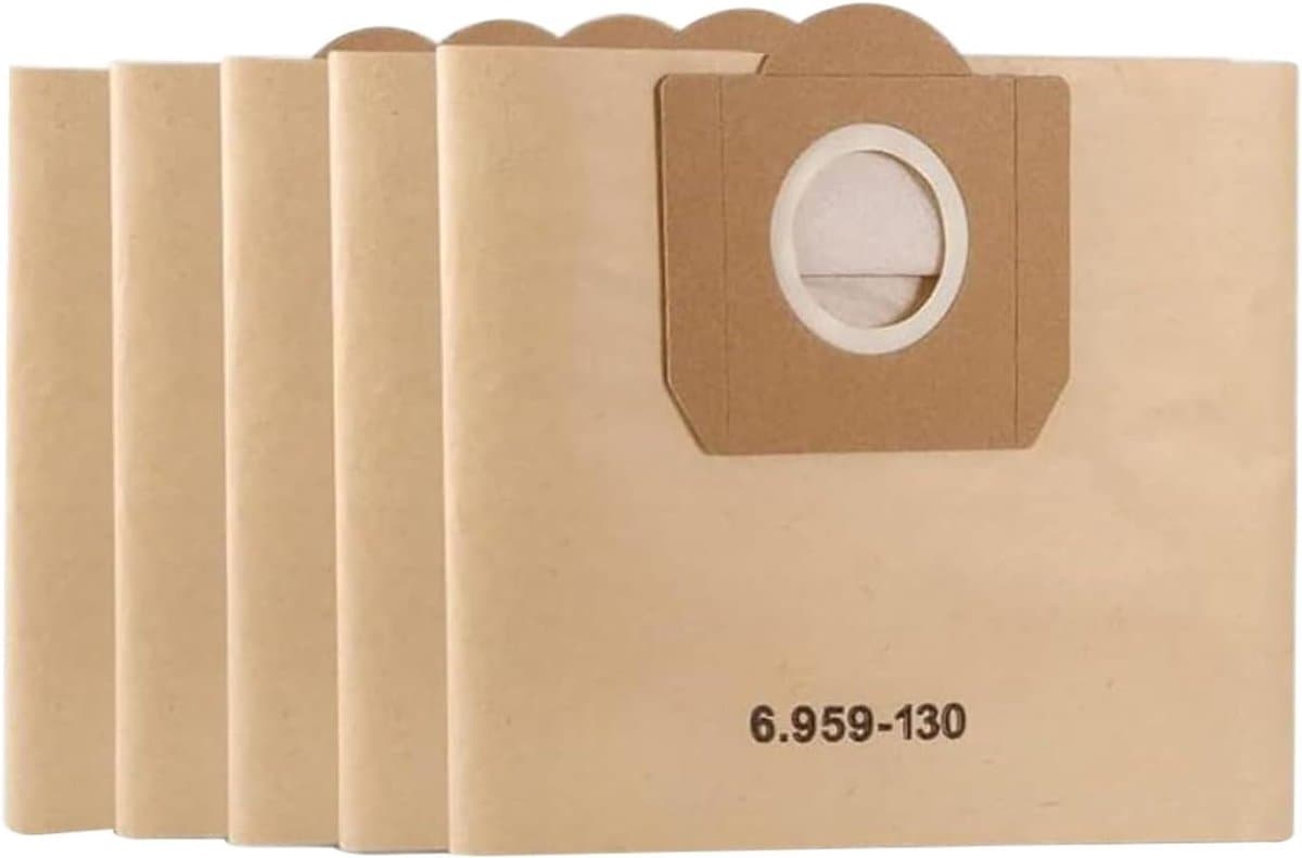 Stofzuigerzakken geschikt voor Karcher 6.959-130.0 WD3 WD3P MV3, vervangende papieren filterzakken voor nat- en droogzuigers (5 stuks) — afbeelding 1
