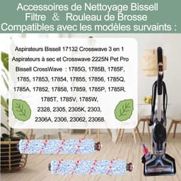 5-delige borstelrolvervangingsset geschikt voor Bissell Crosswave-filters 17132 en 2225N-serie Bissell Crosswave-reinigingsaccessoires — thumbnail 3