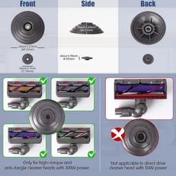 Geschikt voor Dyson High Torque stofzuigerkoppen V-vormige kogelwielen voor Dyson V10 V11 V15 100W High Torque stofzuigers (V-vormige reinigingswielen) — thumbnail 2