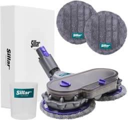 Sillar, set borstel voor stofzuiger, dweilopzetstuk, dweilkop, draaibaar 4-in-1 + 2x dweilopzetstukken, microvezel + 1x watermaat, vervangingsonderdeel, geschikt voor DYSON V7, V8, V10, V11, V15 — thumbnail 1