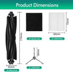 16 stuks Accessoireset - Geschikt voor Eufy L50 /L60 - Onderdelen - voor robotstofzuiger - Vervangingsonderdelen — thumbnail 2