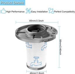 3 stuks Filters - geschikt voor Rowenta Xforce Flex 8.60 - ZR009006 - geschikt voor Rowenta X-Force flex 8.60 RH9611 - RH9637 - RH9638 - RH9639 - RH9677 - RH9678 - RH9679 - RH9680 - 90*47*107mm - Grijs — thumbnail 2
