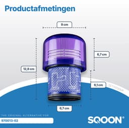 SQOON® Filterset geschikt voor Dyson V11 & V15 stofzuigers - Voordeelset van 3 stuks -Gelijk aan model: 970013-02 - Ideaal voor optimale filtratie en behoud van zuigkracht — thumbnail 2