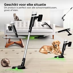 TurboTronic AIV6 Steelstofzuiger met kruimeldief zonder zak - Draadloos - Hoge zuigkracht - HEPA - lichtgewicht - 2 Snelheden - Geschikt voor harde en zachte vloeren - Zwart-Wit — thumbnail 3