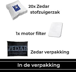 Zedar stofzuigerzakken geschikt voor Philips - AEG - Electrolux - Tornado - Zanussi - PH99 - S Bag - 20 stuks + 1 filter — thumbnail 2