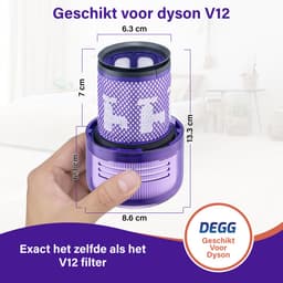 DEGG® - Hepa Filter Geschikt voor Dyson V12 Detect Slim - Wasbaar - Vervangt Dyson Filter V12 - Filter Steelstofzuiger - Onderdelen - Duurzaam - Premium Kwaliteit - 2 STUK(S) - CONTROLEER UW MODEL ! — thumbnail 4