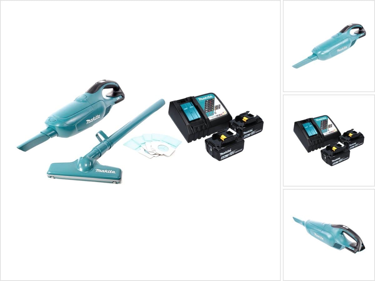 Makita DCL 182 RG accustofzuiger 18 V + 2x accu 6,0 Ah + oplader — afbeelding 1