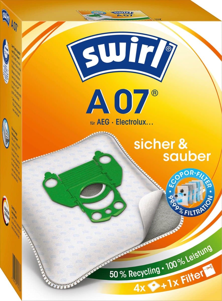 Swirl A07 stofzuigerzakken - 4 stuks + 1 filter - Geschikt voor AEG Vampyr CE series - GR28 - GR.28 - Stofzakken Stofzak Stofzuigzakken — afbeelding 1