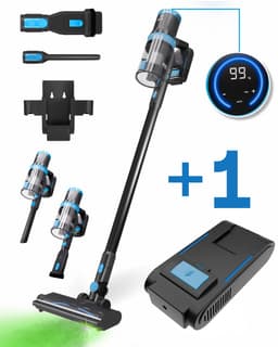 CleanWise Rita + Extra accu - Steelstofzuiger Draadloos met Kruimeldieffunctie – Zonder Zak op Accu – 30kPa Zuigkracht – Groene Laser – HEPA 14 Filter – Lichtgewicht 1,5 kg – Tot 60 Min Accuduur – Voor Huisdierharen – Nederlands Product — thumbnail 1