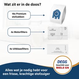 DEGG® - Stofzuigerzakken Geschikt voor MIELE GN - 16 Zakken + 8 Filter (motor & uitblaas) - Geschikt voor MIELE Complete C3, C2, Classic C1, S8, S5, S2 - XXL-PACK — thumbnail 3